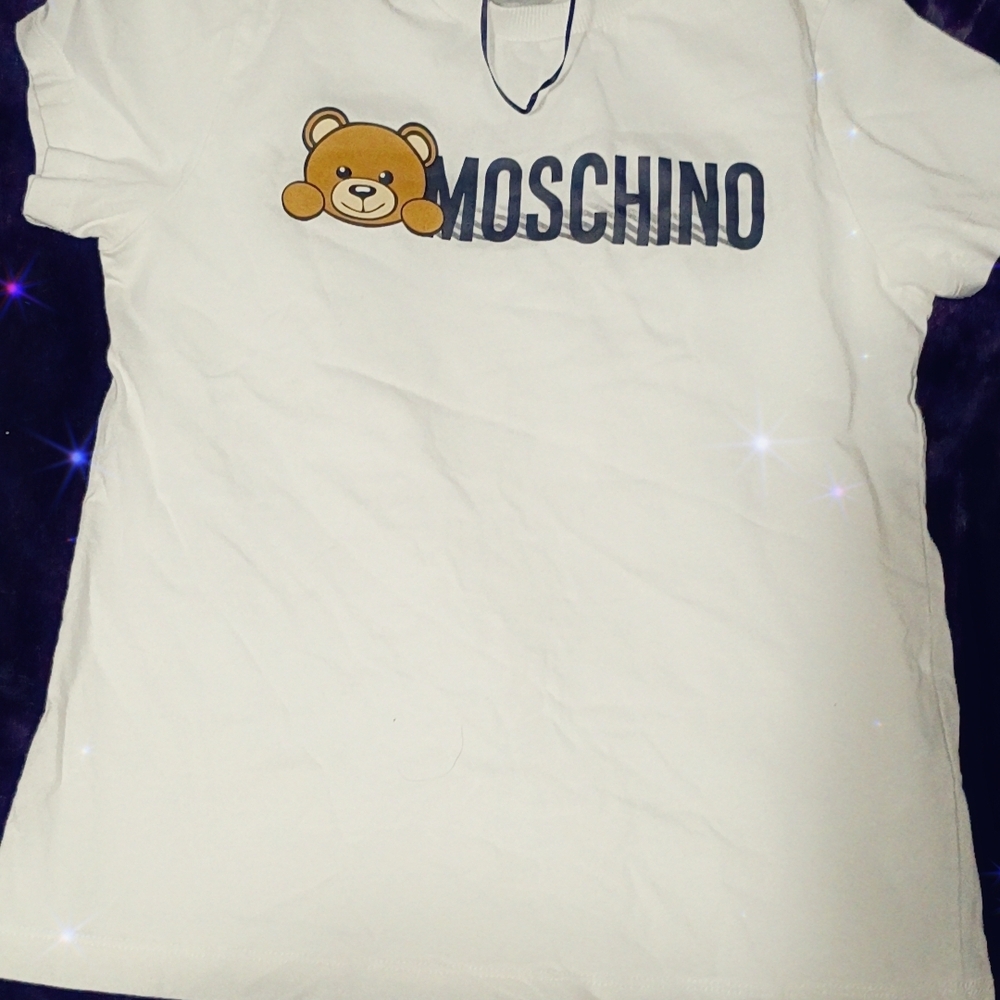 Moschino White Tee with Bear and Logo